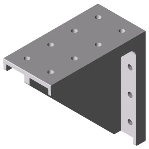 Angle Bracket 12 240x240 Al M12, white aluminium, similar to RAL 9006