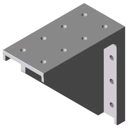 Angle Bracket 12 240x240 Al M12, white aluminium, similar to RAL 9006