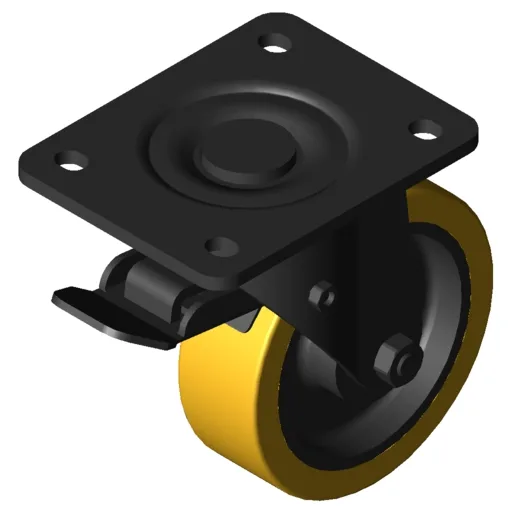 Castor D125 swivel with double-brake, heavy-duty
