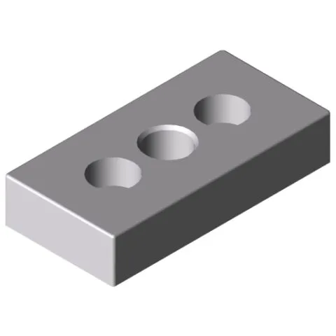 Base Plate X 8 80x40, M16, white aluminium, similar to RAL 9006