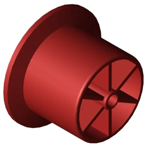 Castor D30-23 with Flanged Wheel, signal red similar to RAL 3001
