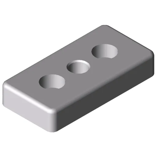 Base Plate 10 100x50, M16, white aluminium, similar to RAL 9006