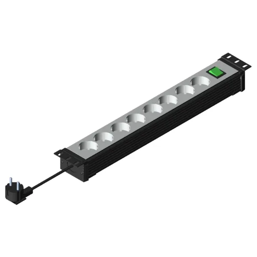 Multi-Socket Power Strip, 8 outlet, 19″, with conventional power cord