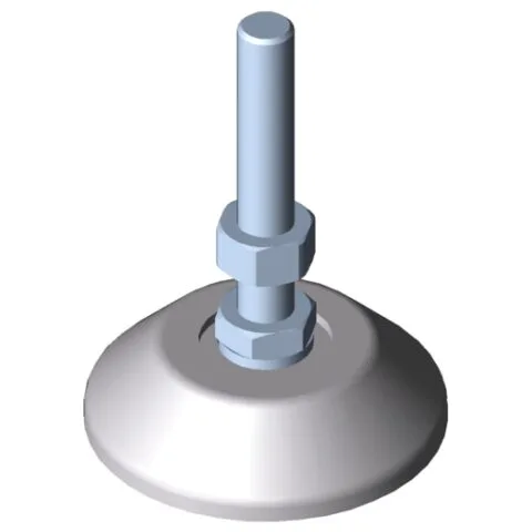 Knuckle Foot D80, M12x100, white aluminium, similar to RAL 9006