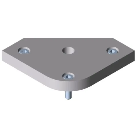Base Plate X 8 40 R40-90° M16, white aluminium, similar to RAL 9006