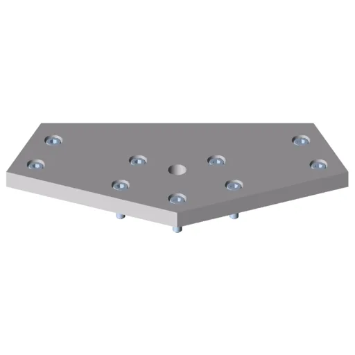 Base Plate X 8 80-45° M16, white aluminium, similar to RAL 9006