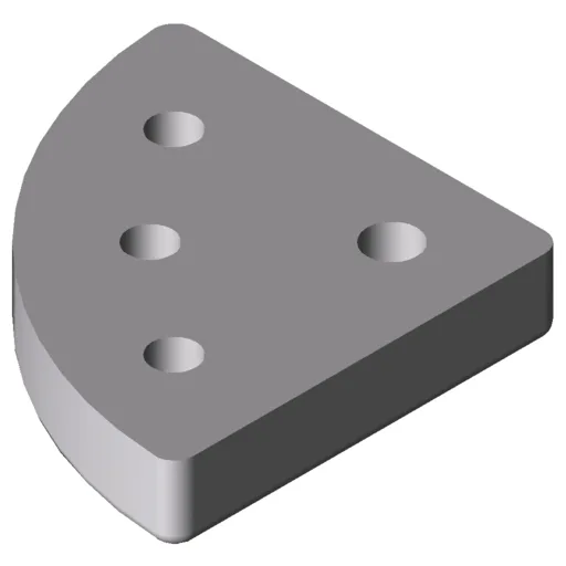Base Plate 8 80x80-R80, M12, white aluminium, similar to RAL 9006