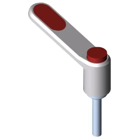 Clamp Lever Pi 60 M6x32, white aluminium, similar to RAL 9006