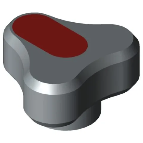 Tri-Lobe Hand Knob Pi, female, D34 M5 PA, grey