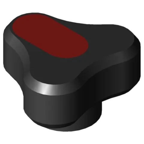 Tri-Lobe Hand Knob Pi, female, D34 M5 PA, black