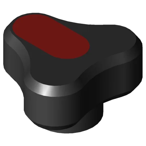 Tri-Lobe Hand Knob Pi, female, D34 M5 PA, black