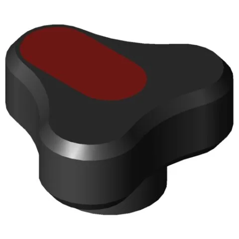 Tri-Lobe Hand Knob Pi, female, D44 M6 PA, black