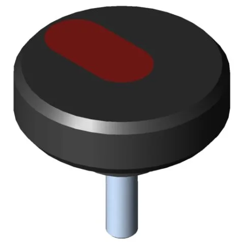 Knurled Hand Knob Pi, male, D54 M8x25 PA, black