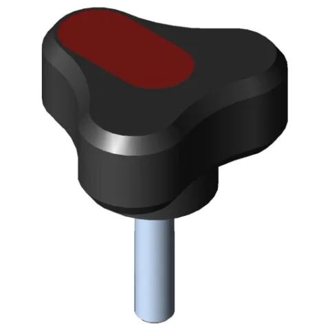 Tri-Lobe Hand Knob Pi, male, D34 M5x20 PA, black
