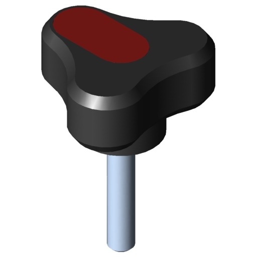 Tri-Lobe Hand Knob Pi, male, D34 M5x25 PA, black