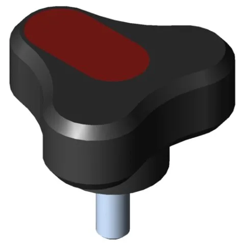 Tri-Lobe Hand Knob Pi, male, D44 M6x15 PA, black