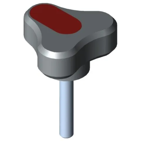Tri-Lobe Hand Knob Pi, male, D44 M6x35 PA, grey