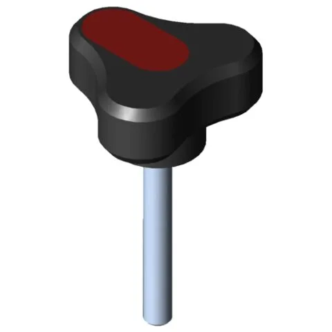 Tri-Lobe Hand Knob Pi, male, D44 M6x45 PA, black