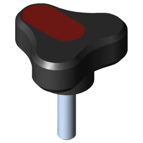 Tri-Lobe Hand Knob Pi, male, D54 M8x30 PA, black