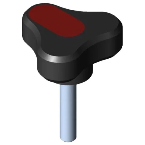 Tri-Lobe Hand Knob Pi, male, D54 M8x40 PA, black