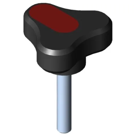 Tri-Lobe Hand Knob Pi, male, D54 M8x45 PA, black