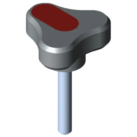 Tri-Lobe Hand Knob Pi, male, D54 M8x50 PA, grey