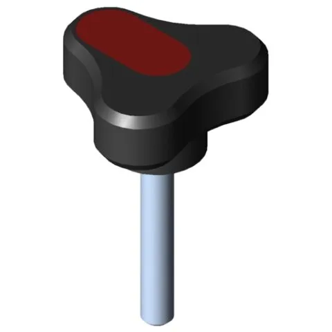 Tri-Lobe Hand Knob Pi, male, D54 M8x50 PA, black