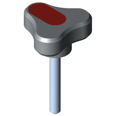 Tri-Lobe Hand Knob Pi, male, D54 M8x55 PA, grey