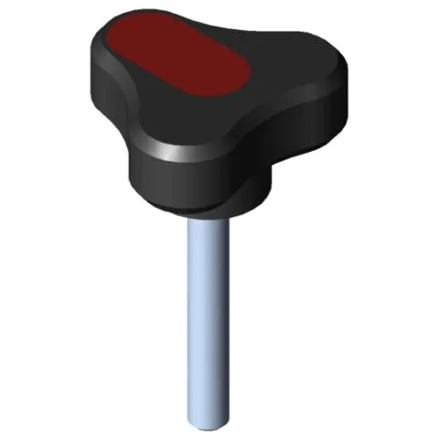 Tri-Lobe Hand Knob Pi, male, D54 M8x55 PA, black