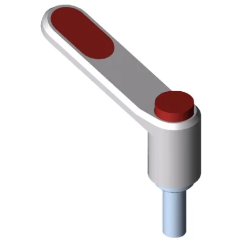 Clamp Lever Pi 60 M8x20, white aluminium, similar to RAL 9006