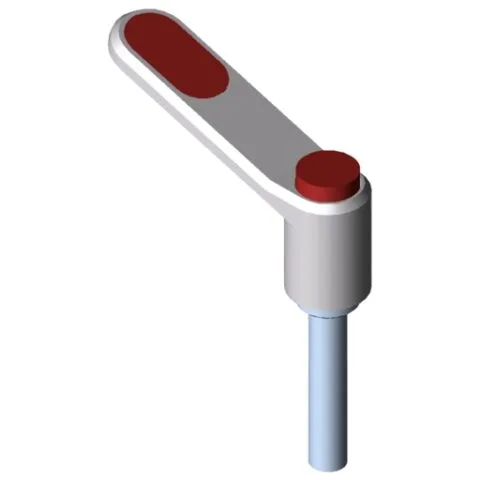 Clamp Lever Pi 60 M8x40, white aluminium, similar to RAL 9006