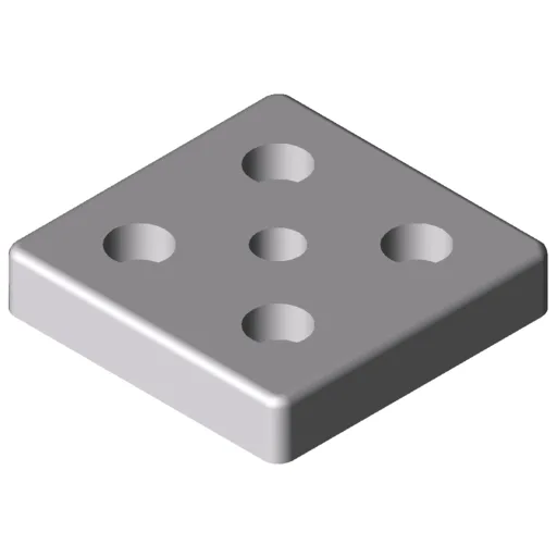 Base Plate 8 80x80, M12, white aluminium, similar to RAL 9006