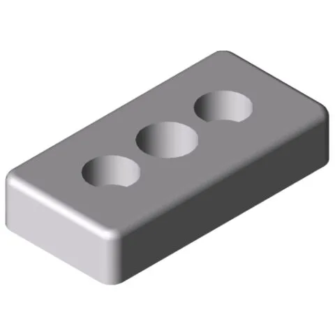 Base Plate 8 80x40, M16, white aluminium, similar to RAL 9006