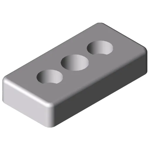 Base Plate 8 80x40, M16, white aluminium, similar to RAL 9006