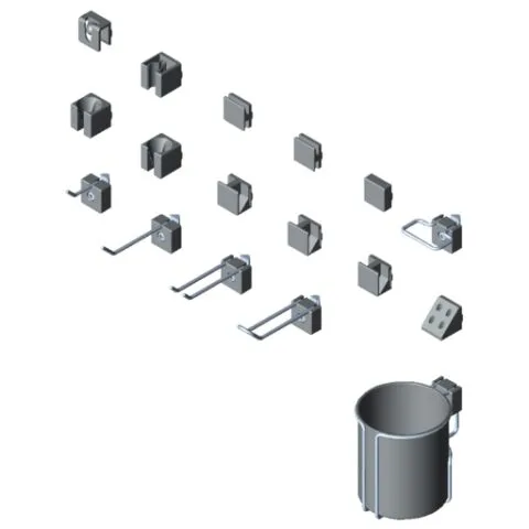 Hook and Holder Assortment, grey similar to RAL 7042
