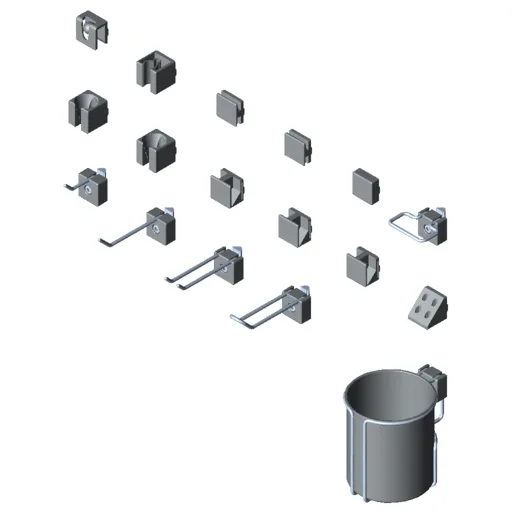 Hook and Holder Assortment, grey similar to RAL 7042