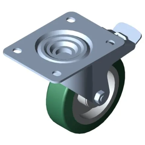Castor D125 PU swivel with double-brake 140x110