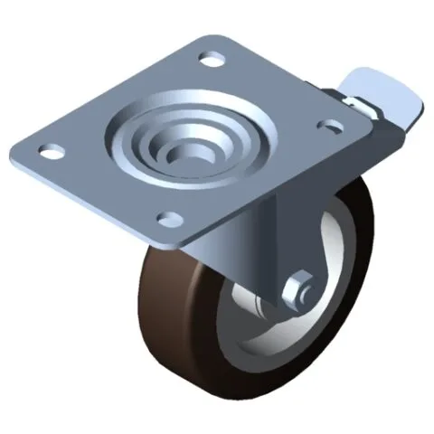 Castor D125 PU swivel with double-brake 140x110 ESD