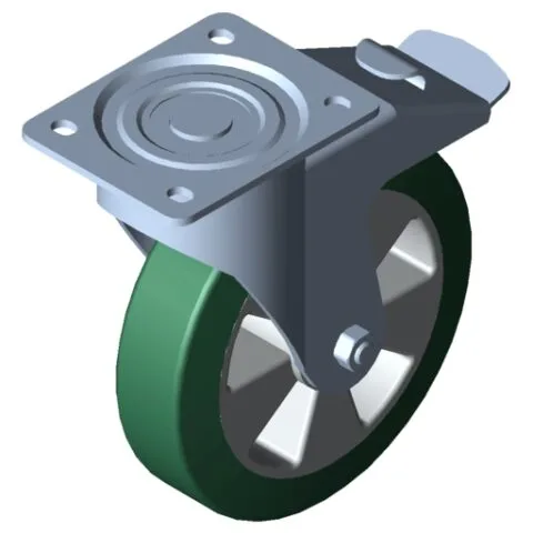 Castor D200 PU swivel with double-brake 140x110