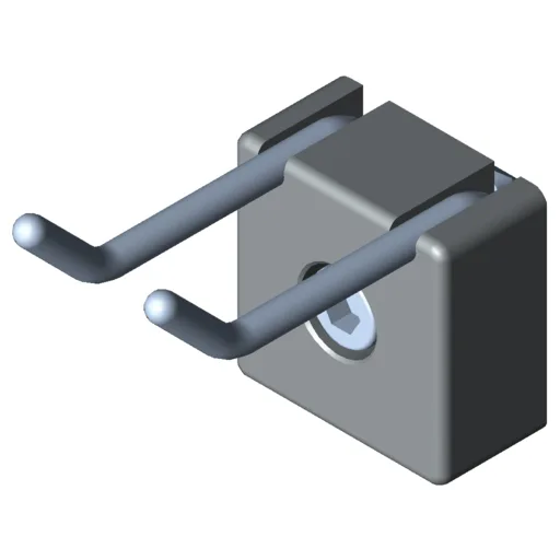 Double Hook 8 40x20, grey similar to RAL 7042