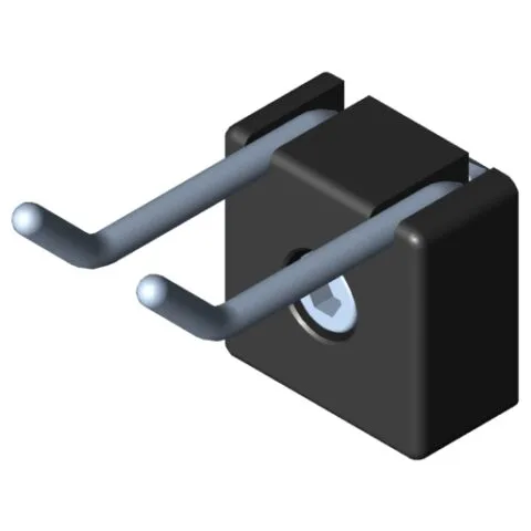 Double Hook 8 40x20, black similar to RAL 9005