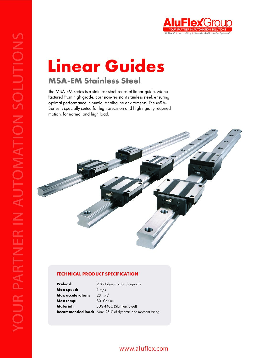 Guide File Inox Self Linear Guides Stainless Steel Product Information Sheet » AluFlex Group
