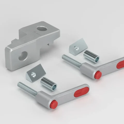 Transverse-Fastening Set 8 with Clamp Lever, right, white aluminium, similar to RAL 9006