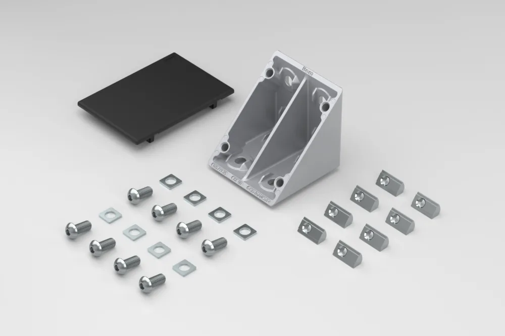Angle Bracket Set 8 80x80x80 with black cap